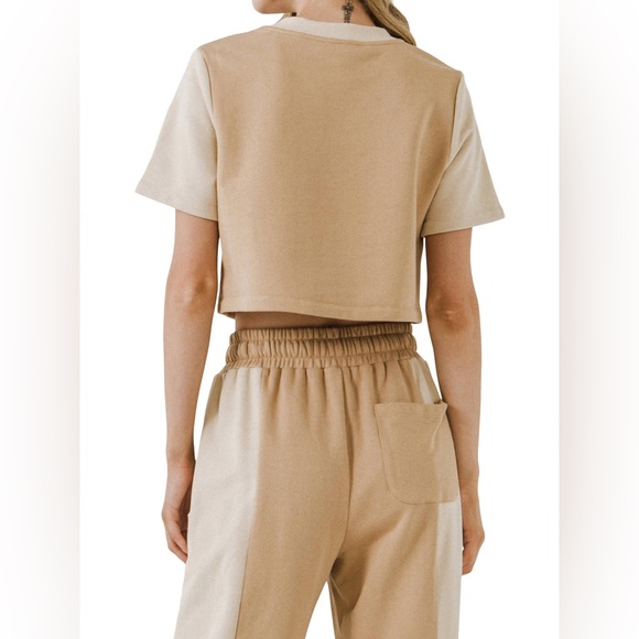 NWT Grey Lab Colorblock Cropped Top SZ L - Picture 2 of 11